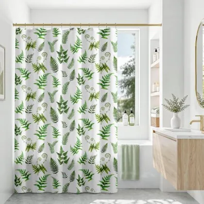 HOMEIDEAS Green Tropical Leaf Shower Curtain 72×84 Inch