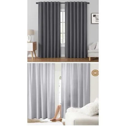 HOMEIDEAS Grey Blackout Curtains Pair