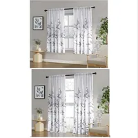 HOMEIDEAS 1 Set of 52 X 63 Inches Non-See-Through Light Grey and White