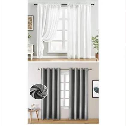 HOMEIDEAS Faux Silk Blackout Curtains for Bedroom
