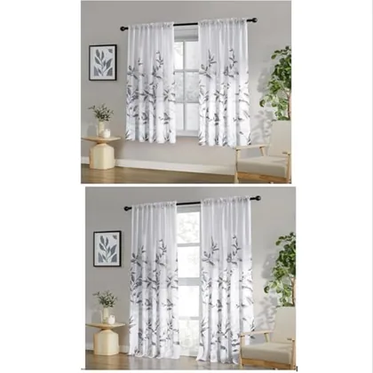 HOMEIDEAS 1 Set of 52 X 63 Inches Non-See-Through Light Grey and White