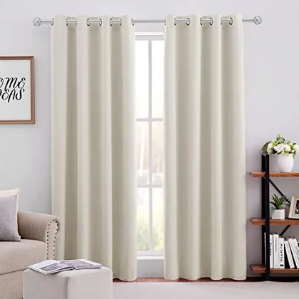 HOMEIDEAS Cream Beige Blackout Curtains for Bedroom 52 X 84 Inch Length 2