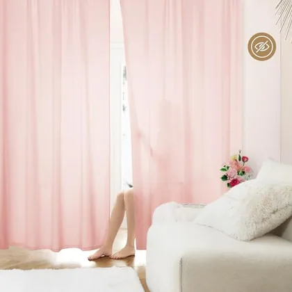 HOMEIDEAS Non-See-Through Blush Pink Privacy Sheer Curtains 52 X 84 Inches