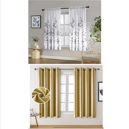HOMEIDEAS 1 Set of Non-See-Through Light Grey and White Privacy Sheer