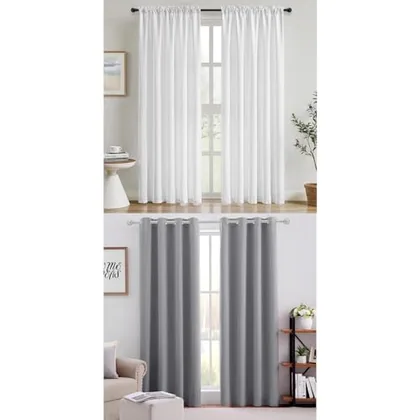 HOMEIDEAS White Semi Sheer Curtains